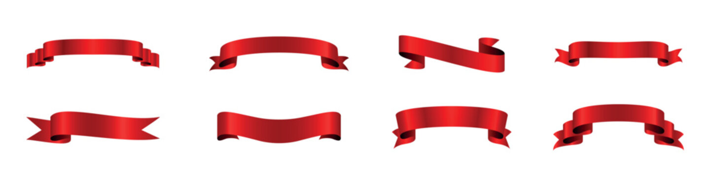 Red ribbon banner vector illustration collection