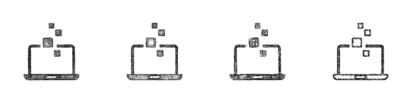 Sketch monochrome consumer electronics company logo design set