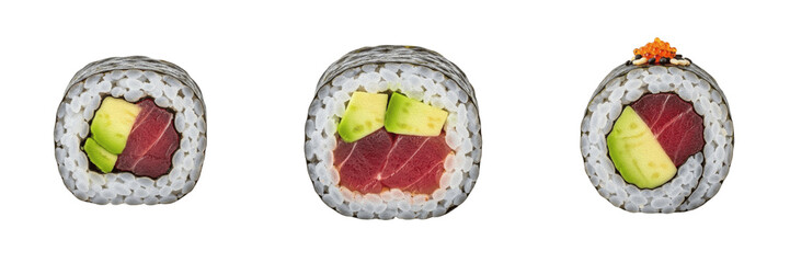 Set of Single Sushi Roll Slices Traditional Japanese Maki PNG Collection  © Zra