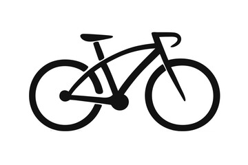 Fototapeta premium Minimal black bicycle icon with simple modern silhouette, cycling transport and eco friendly mobility concept vector illustration isolated on transparent background