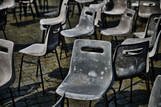 Rows of empty seats after an event 