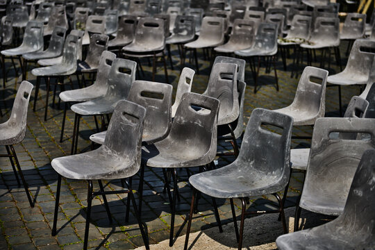 Rows of empty seats after an event 