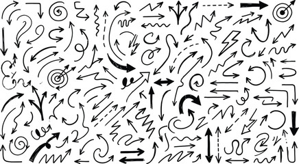 Obraz premium hand drawn arrow set black and white sketch style