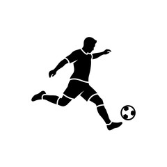 Fototapeta premium Soccer player kicking ball in dynamic action pose on background.