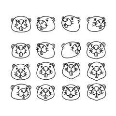 Obraz premium Whimsical Groundhog Faces in a Grid with Subtle Expression Changes and Outline Style