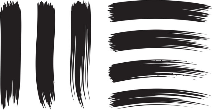 Black and white brush strokes and stripes abstract