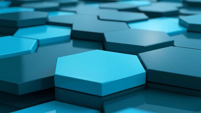 Abstract Hexagonal Pattern Background with Blue and Teal Tones.
