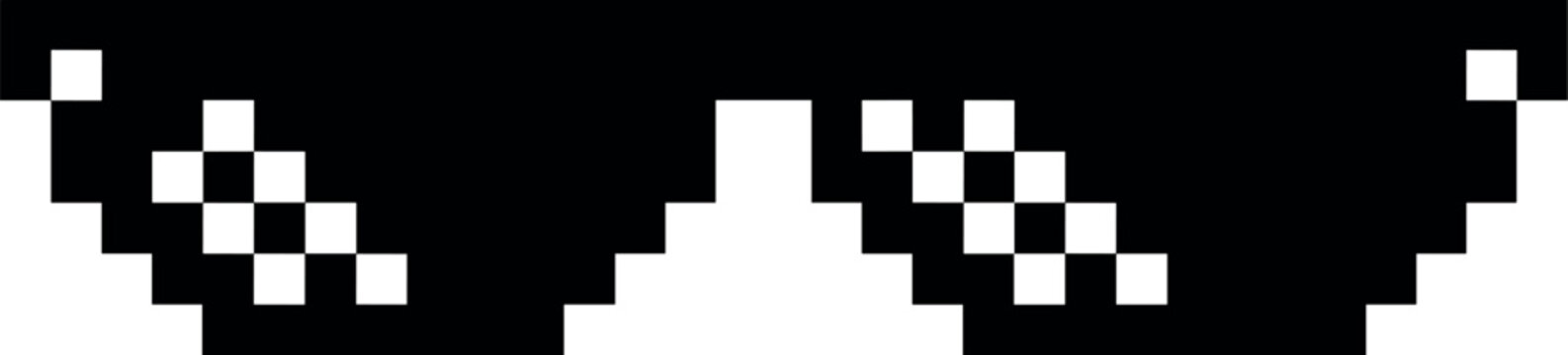 Pixelated thug life sunglasses black and white 8-bit eyewear