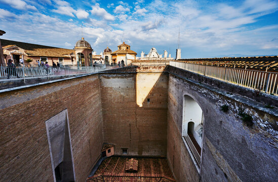 View from the rooftop of St. Peter's Basilica (4th century) in Vatican City, Rome, Italy, Europe 