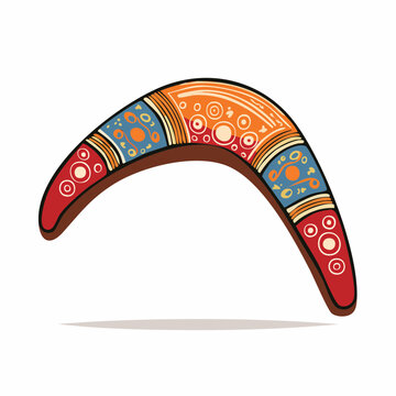 Colorful Boomerang with Aboriginal Art