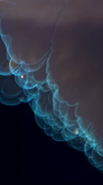 Blue bubble reaction with pink smoke chemist records lab experiment, Filmed on a high-speed camera at 1000 fps.