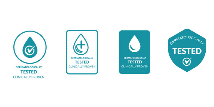 Four Unique Badges: Dermatologically Tested & Clinically Proven for Skin Care Labels