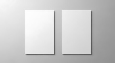 Fototapeta premium Two blank white rectangular cards with shadows on light gray background