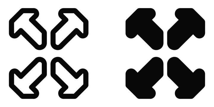 Black fullscreen icon set with outline and solid styles for user interface design Vector