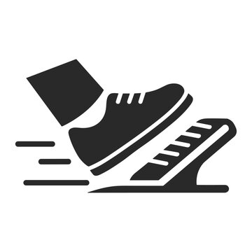 Foot pressing gas pedal, Car accelerator icon logo flat vector design