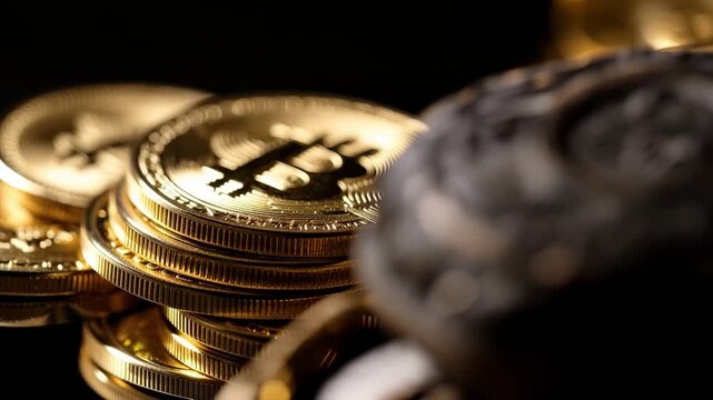 Blockchains Golden Cryptocurrency Bitcoin, Digital Currency, Finance, Technology, Success, Wealth