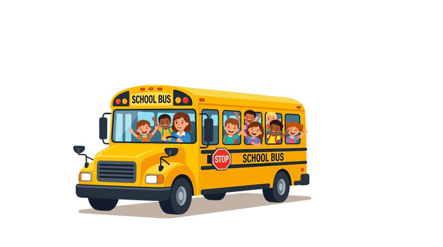 Yellow School Bus with Children Inside.