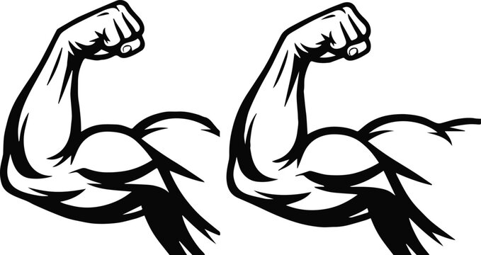 biceps fitness icon pair of flexing arms gym workout symbol