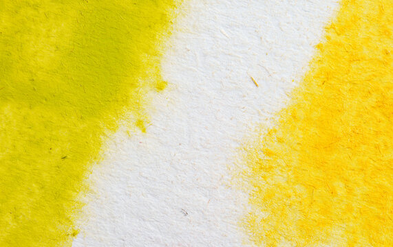 Green and Yellow Watercolor on White Paper Texture