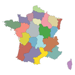 Obraz premium A map of the French state divided into regions.