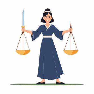 Illustration of Lady Justice holding scales and sword