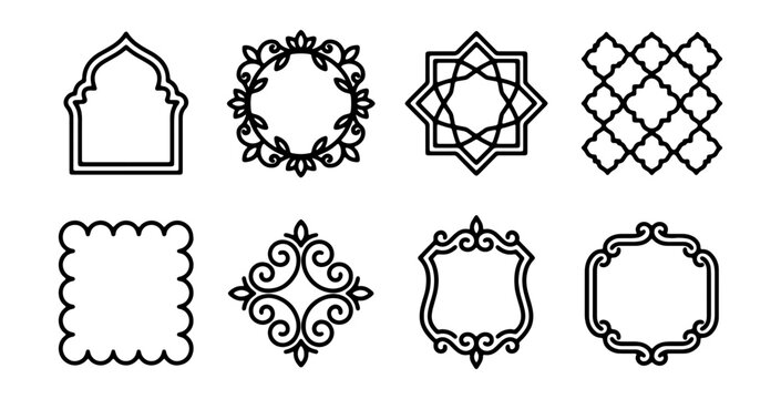 Ornate Decorative Frames Collection, Vintage Flourish Borders, Elegant Geometric Embellishments, Classic Vignettes