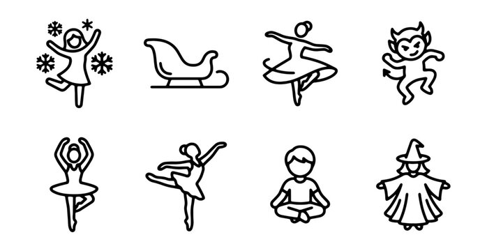 Winter Ballet Icons, Christmas Characters, Festive Figures, Holiday Dance Set