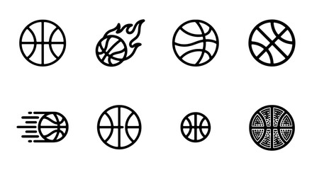 Basketball Icons Set, Sport Graphics, Dynamic Ball Illustrations, Vector Art © RAKIB