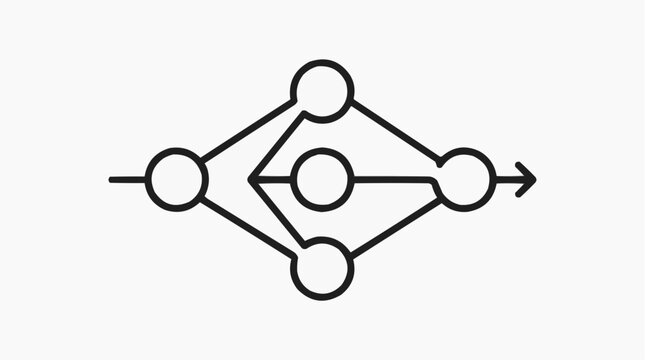 Neural Network Diagram: A stylized, minimalistic representation of a neural network, illustrating layers of interconnected nodes and pathways, symbolizing artificial intelligence and data processing.