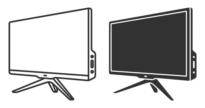 desktop computer monitor screen icon set flat vector illustration on transparent background