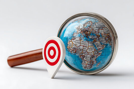 Strategic Global Search: Magnifier and Target Pinpoint Africa on a World Globe