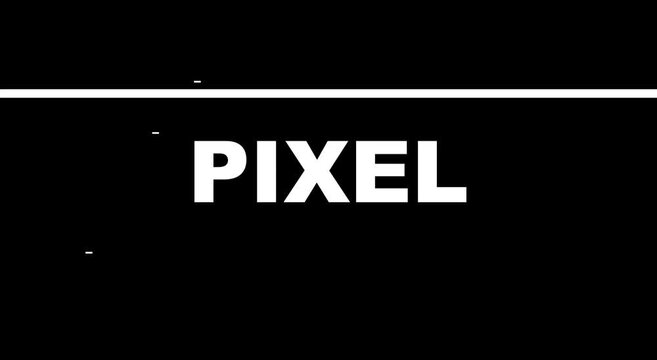 Pixel glitch effect animation with digital distortion and noise overlay animation