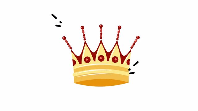 Gold crown with pointed spikes and red jewels, fit for royal themes or luxury concepts in design projects or advertising.
