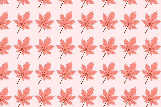 Cute pink fall maple leaves seamless pattern autumn botanical nature background swatch available in swatches panel