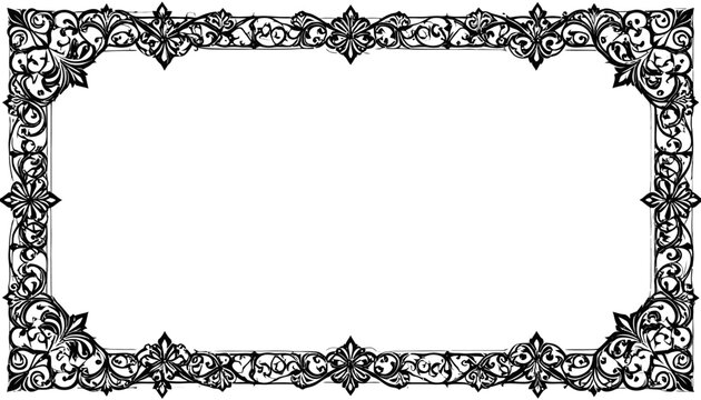 Rectangular black floral border with intricate vintage pattern