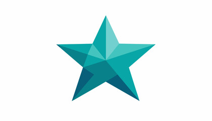 Obraz premium Teal blue three-dimensional polygonal geometric star shape icon.
