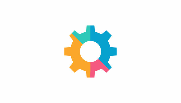 Colorful multi colored gear icon for engineering and technology concept.