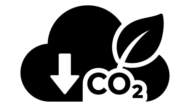 Carbon reduction icon with co2 and leaf