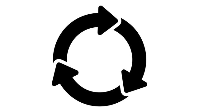 Circular sustainability icon representing renewable systems and continuous recycling isolated on white background