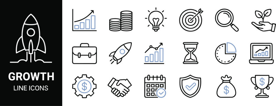 Business Growth and Success Line Icons
