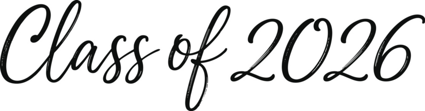 Class of 2026 script text on white background