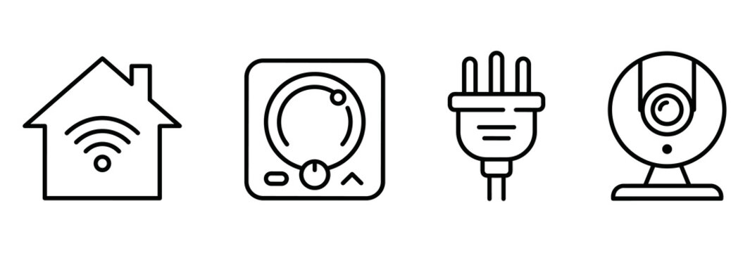Smart home automation and iot device line icons set for digital technology transparent png