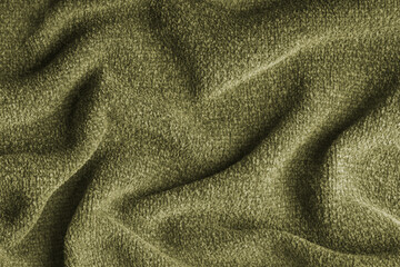 Closeup, macro of khaki microfiber fabric texture with soft folds and drapery. Plush, fleece textile surface suitable for background, wallpaper and design use. Upholstery, decorative cloth © katyamaximenko