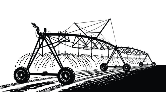 center pivot irrigation system silhouette on white background