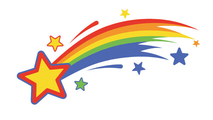Colorful illustration of a rainbow shooting star. © Bernadya