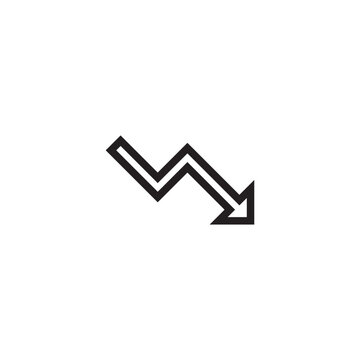 Downward Trend Arrow Icon &ndash; Black Outline Decline Chart Vector Symbol