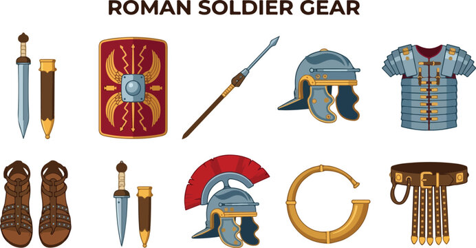 Roman Soldier Weapons Armor and Shield Collection for Ancient Military History