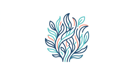 Obraz premium Abstract floral design with swirling lines and leaves.