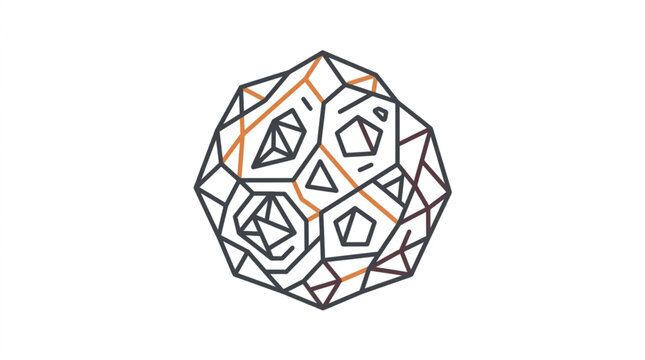 Abstract geometric shape with complex polygonal structure.