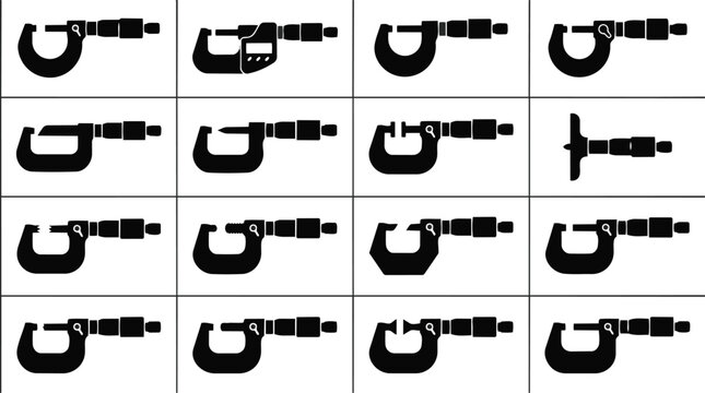 Collection of various precision measuring tools and micrometers for industrial use.